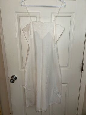 Zara 100% Cotton White Lace-Trim Slip Dress